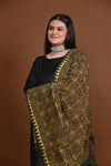 Ushraa - Dark Green Handblock printed  Cotton Ajrakh Dupatta