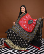 Handcrafted Bandhani Gajji Silk Dupatta-Rutambhara-RUTAMBHARA