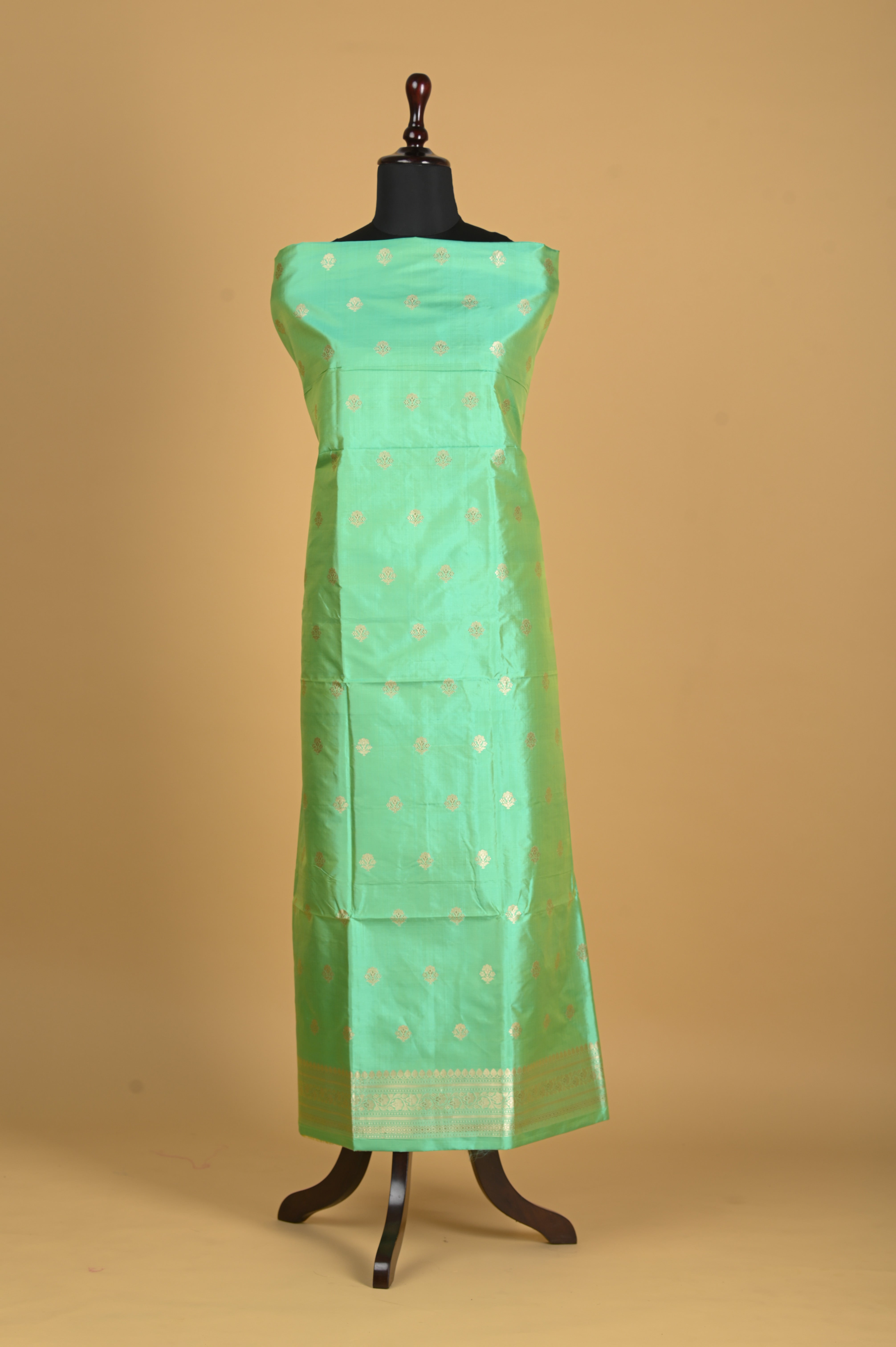 Noushk - Sea Green Handwoven Pure Katan Silk Banarasi Full Suit