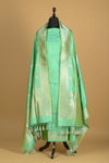 Noushk - Sea Green Handwoven Pure Katan Silk Banarasi Full Suit