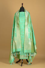 Noushk - Sea Green Handwoven Pure Katan Silk Banarasi Full Suit-Rutambhara-RUTAMBHARA