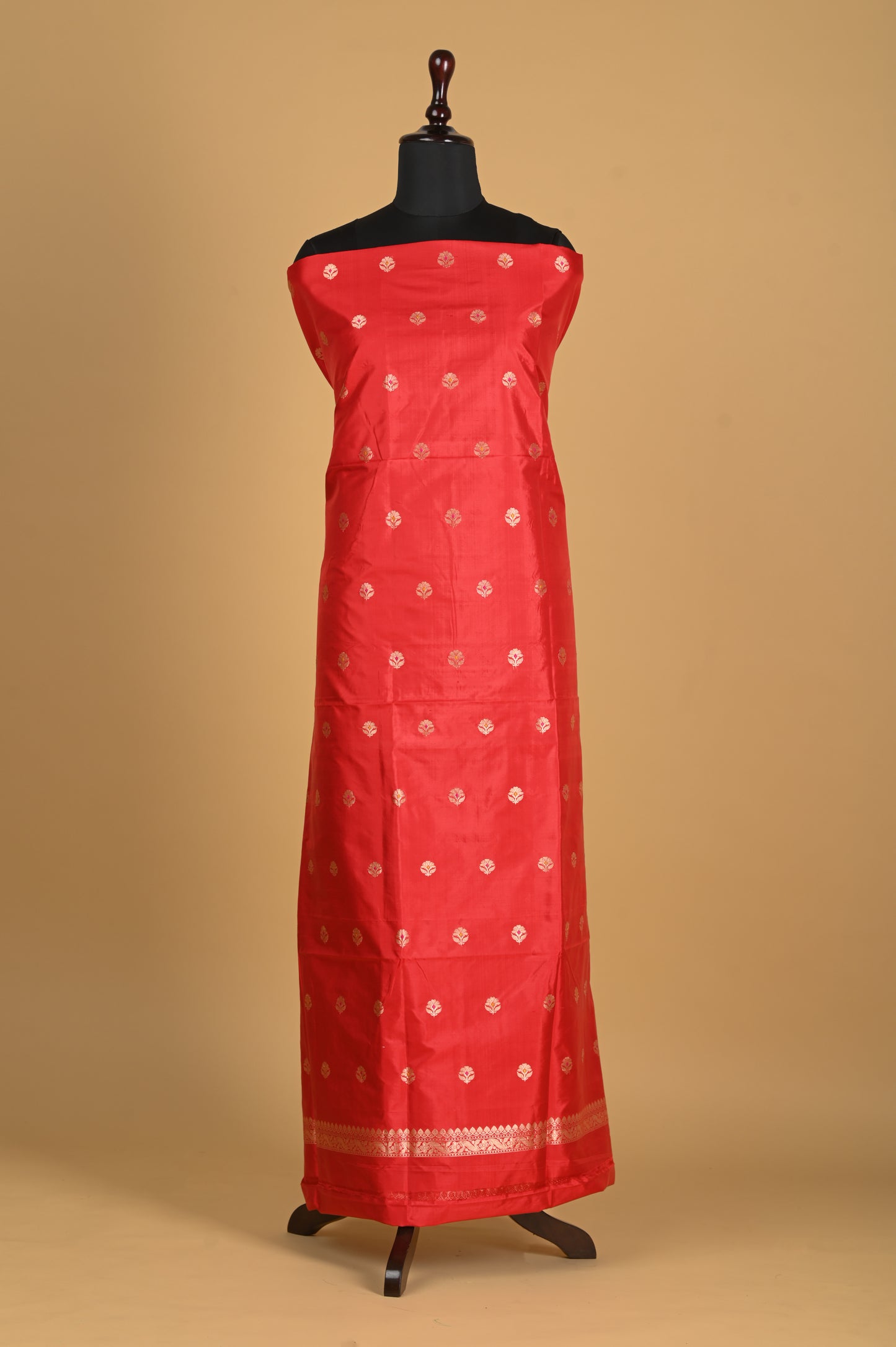 Noushk - Crimson Red Handwoven Pure Katan Silk Banarasi Full Suit