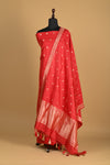 Noushk - Crimson Red Handwoven Pure Katan Silk Banarasi Full Suit