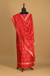Noushk - Crimson Red Handwoven Pure Katan Silk Banarasi Full Suit