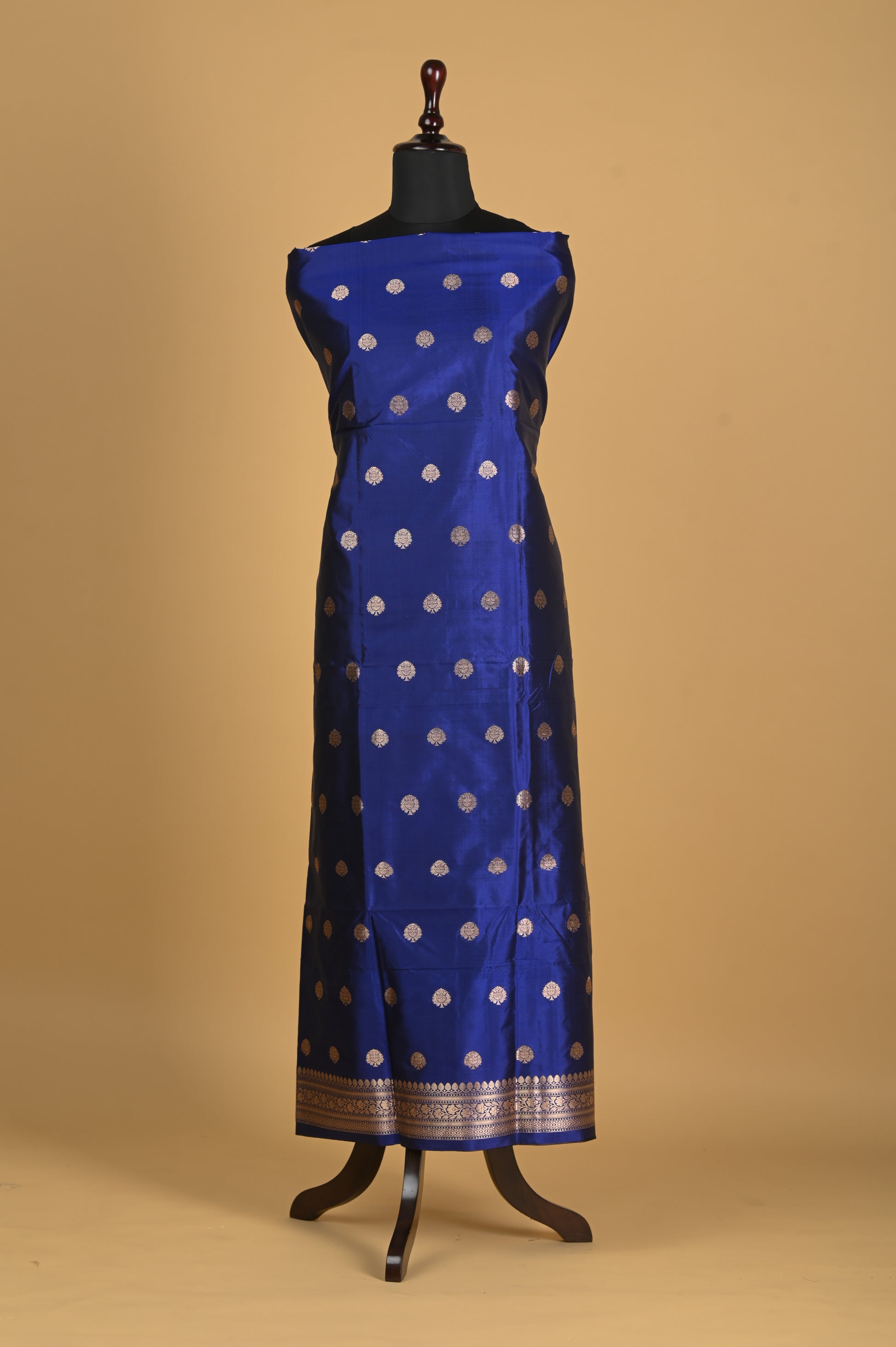 Noushk - Ink Blue Handwoven Pure Katan Silk Banarasi Full Suit-Rutambhara-RUTAMBHARA