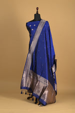 Noushk - Ink Blue Handwoven Pure Katan Silk Banarasi Full Suit-Rutambhara-RUTAMBHARA