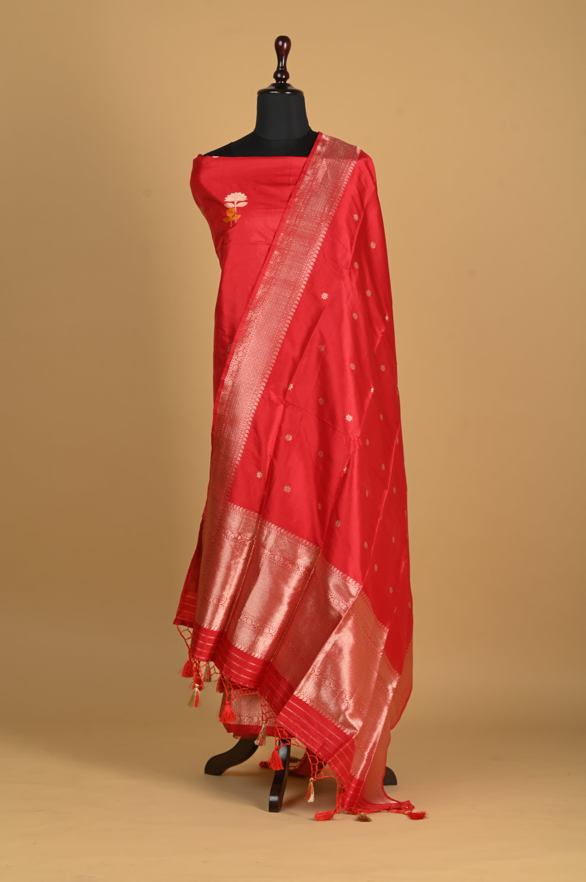 Noushk - Red Handwoven Pure Katan Silk Banarasi Full Suit-Rutambhara-RUTAMBHARA