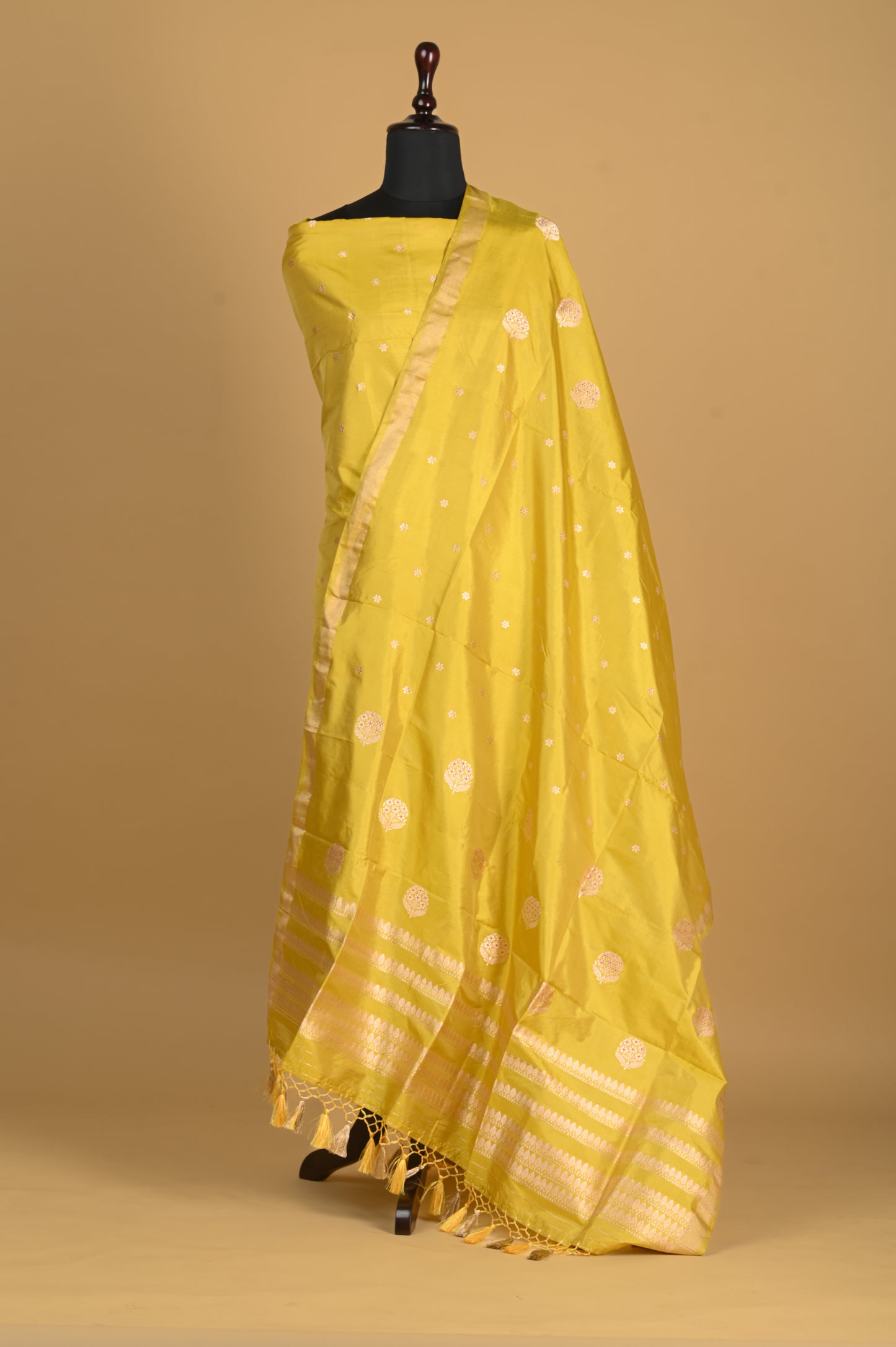 Noushk - Lime Green Handwoven Pure Katan Silk Banarasi Full Suit