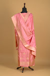 Noushk - Pastel Pink Handwoven Pure Katan Silk Banarasi Full Suit