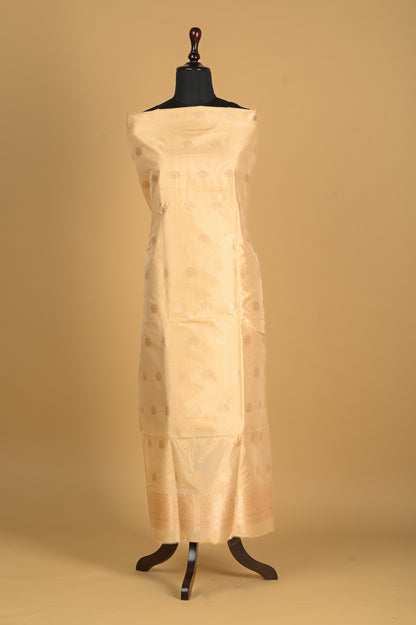 Noushk - Beige gold Handwoven Pure Katan Silk Banarasi Full Suit-Rutambhara-RUTAMBHARA