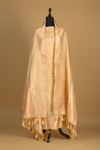 Noushk - Beige gold Handwoven Pure Katan Silk Banarasi Full Suit