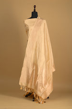 Noushk - Beige gold Handwoven Pure Katan Silk Banarasi Full Suit-Rutambhara-RUTAMBHARA
