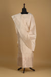 Noushk - Beige Dyeable Handwoven Pure Munga Silk Banarasi Full Suit