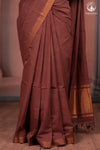 BHADRA - Artisanal Rose Gold Pure Cotton Saree with Gold Border and Kalamkari Blouse