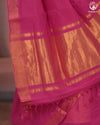 Bhadra - Elegant Magenta Pure Cotton Saree with Zari Border and Kalamkari Blouse Piece