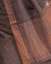 BHADRA - Elegant Grey Pure Cotton Saree with Zari Border And Kalamkari Blouse