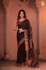 JESAAL - Threads of Tradition – Purple Kutchi Cotton Eri Silk Saree