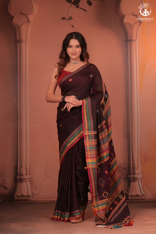 JESAAL - Threads of Tradition – Purple Kutchi Cotton Eari Silk Saree