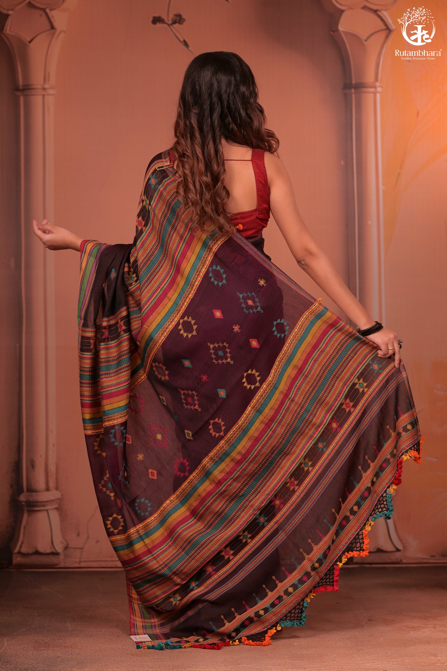 JESAAL - Threads of Tradition – Purple Kutchi Cotton Eari Silk Saree