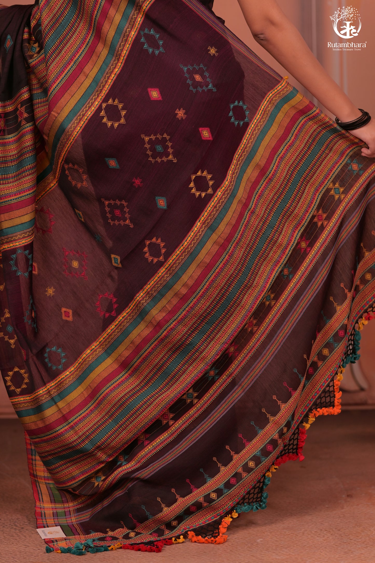 JESAAL - Threads of Tradition – Purple Kutchi Cotton Eari Silk Saree