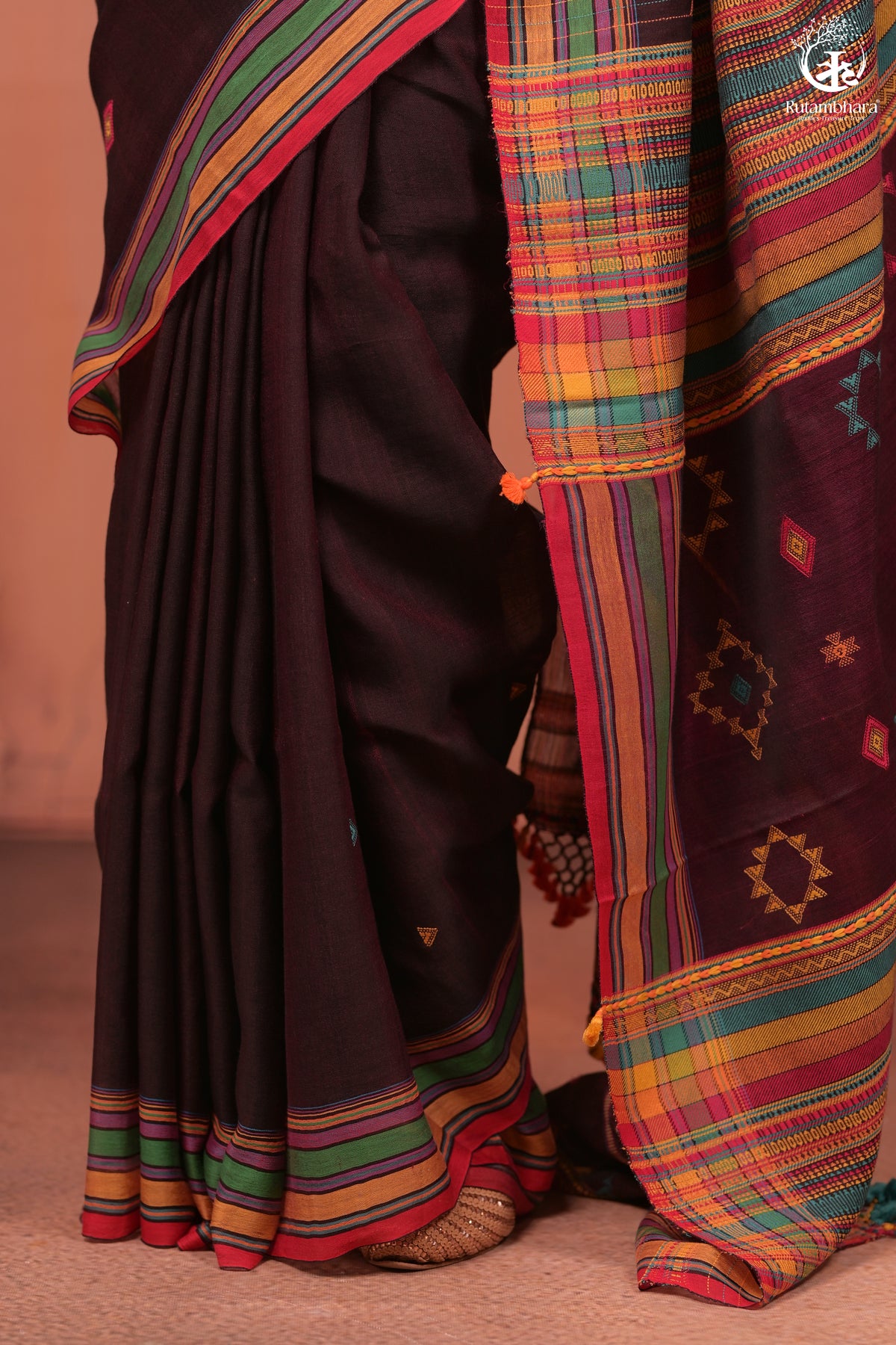 JESAAL - Threads of Tradition – Purple Kutchi Cotton Eri Silk Saree