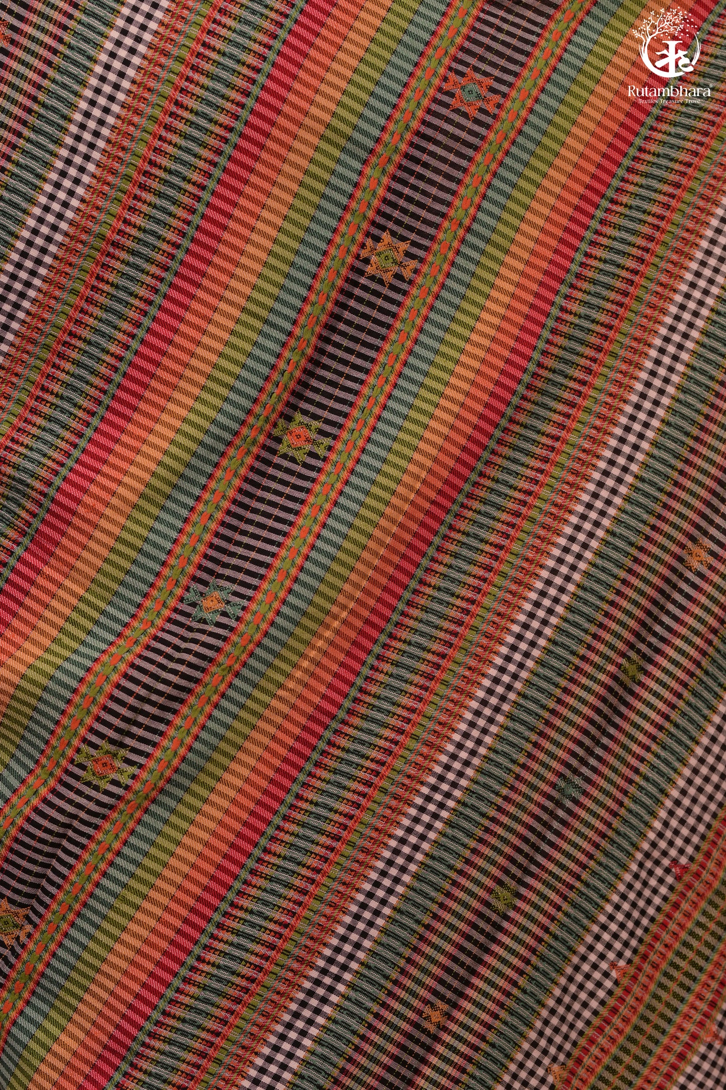 JESAAL - Classic Black And White Checks Saree With Handwoven Kuchhi Pallu