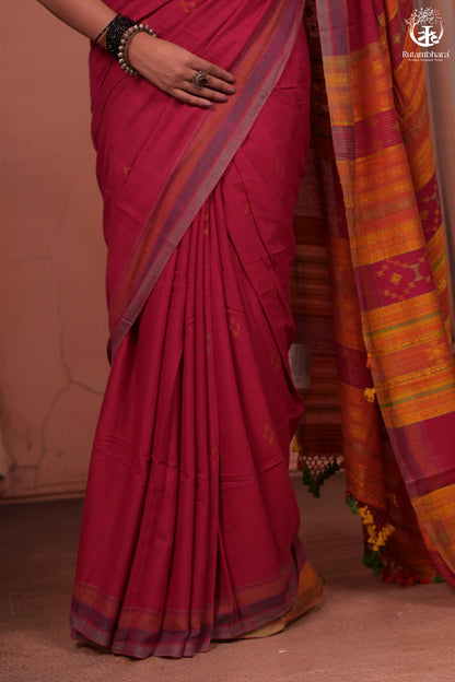 JESAAL - Statement Tussar Cotton Saree with Multicolour Kutchi Border