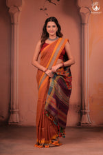 JESAAL - Artisanal Kutchhi Handwoven Cotton Saree with Colorful Pallu