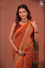 JESAAL - Artisanal Kutchhi Handwoven Cotton Saree with Colorful Pallu