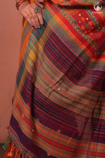 JESAAL - Artisanal Kutchhi Handwoven Cotton Saree with Colorful Pallu