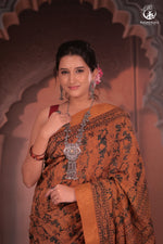 SIYAHI - Earthy Elegance in Mustard hues Cotton Saree with Gold Accents