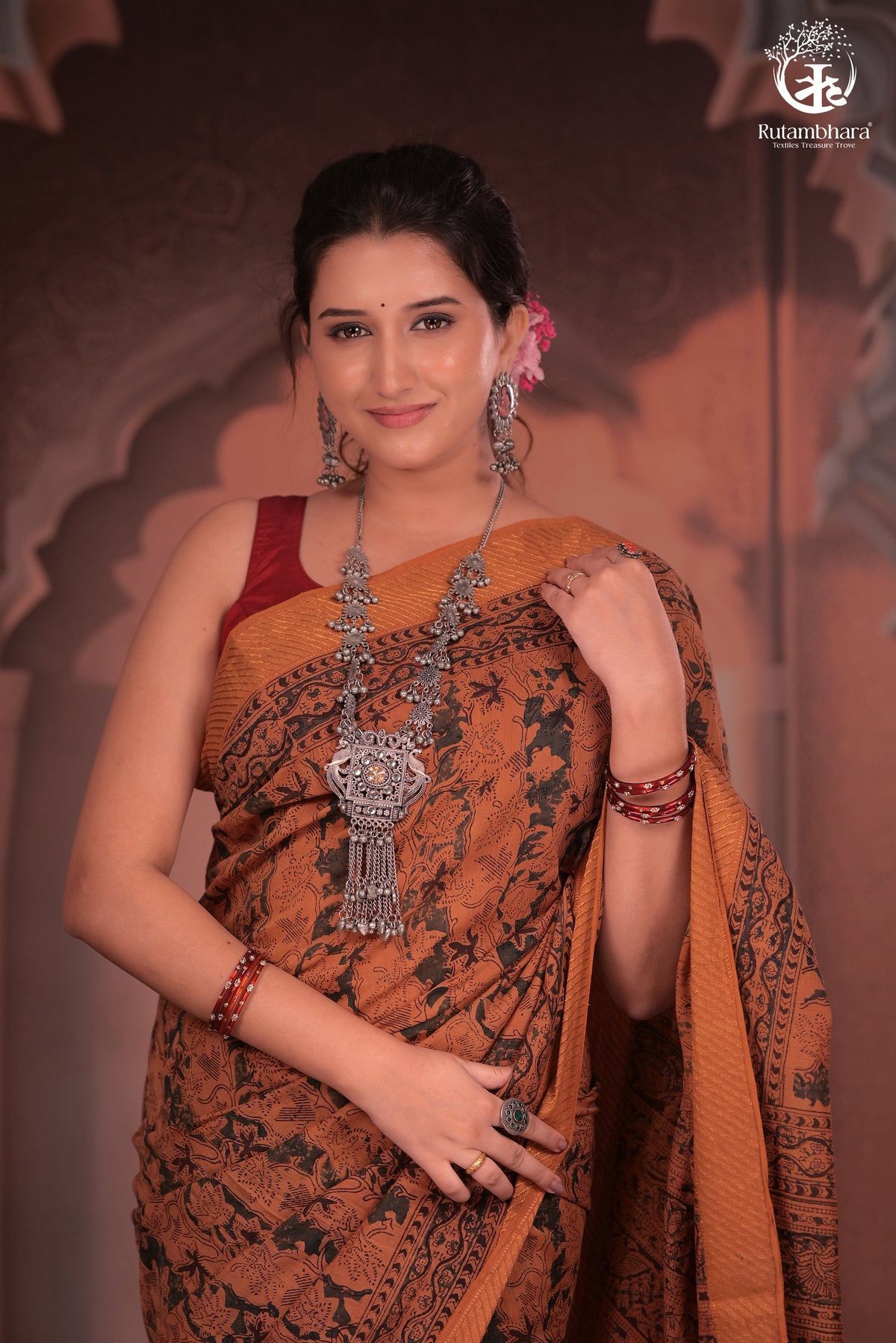 SIYAHI - Earthy Elegance in Mustard hues Cotton Saree with Gold Accents