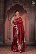 BHADRA - Elegant Mangalgiri Silk Saree with Lustrous Zari Detailing-RUTAMBHARA-RUTAMBHARA