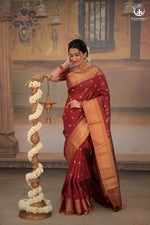 Eevara Reddish Maroon Kancheevaram Heirloom Silk Saree-Rutambhara-Brown-RUTAMBHARA