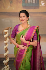 Eevara Green Magenta Kancheevaram Heirloom Silk Saree-Rutambhara-Green-RUTAMBHARA