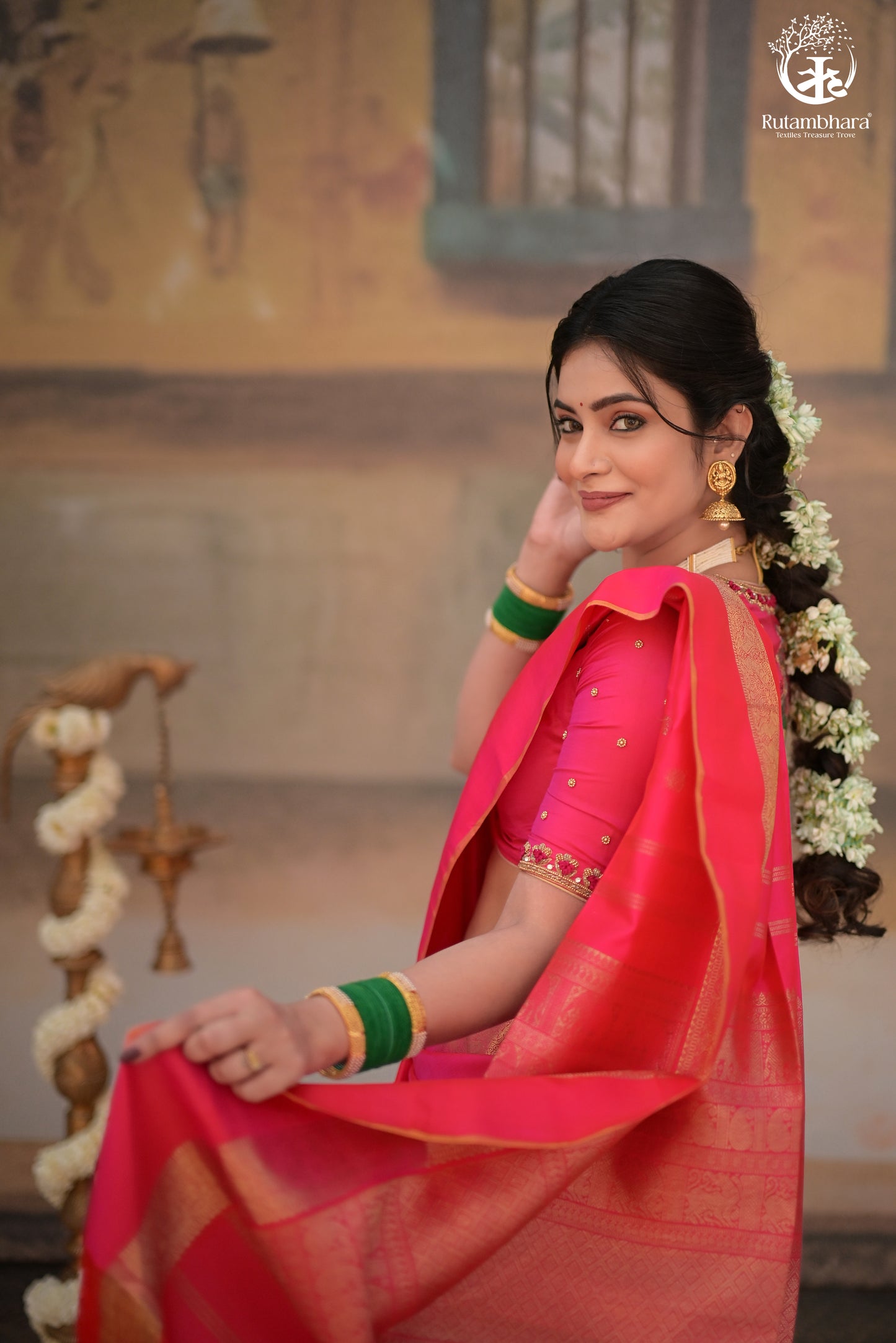 Eevara Pink Kancheevaram Heirloom Silk Saree