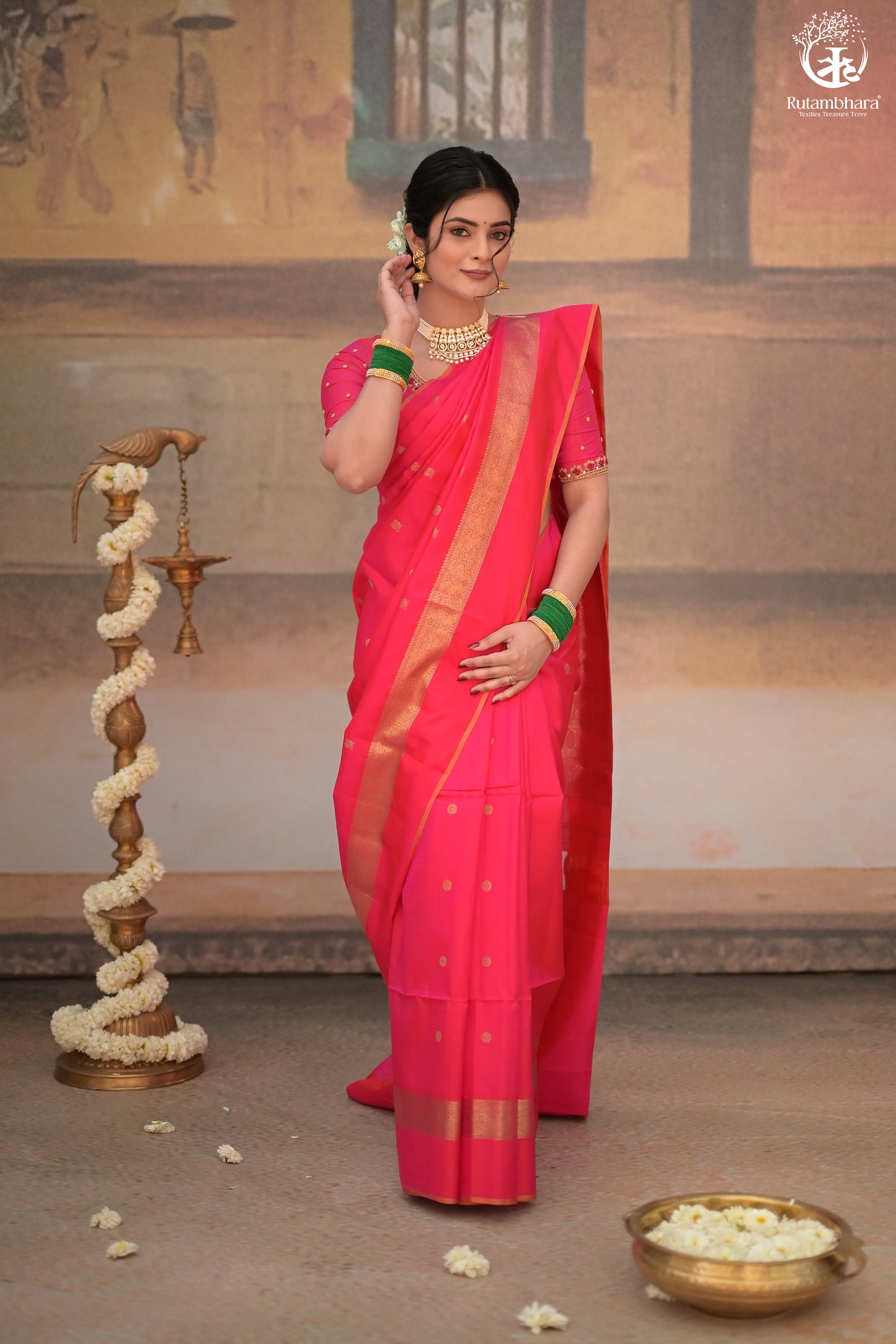 Eevara Pink Kancheevaram Heirloom Silk Saree