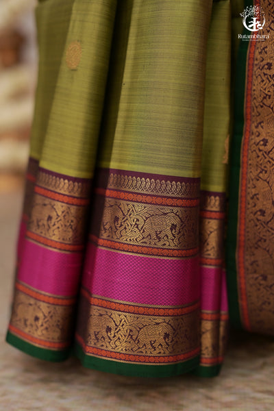 Eevara Pista Green Kancheevaram Heirloom Silk Saree-Rutambhara-Green-RUTAMBHARA