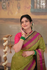 Eevara Pista Green Kancheevaram Heirloom Silk Saree-Rutambhara-Green-RUTAMBHARA