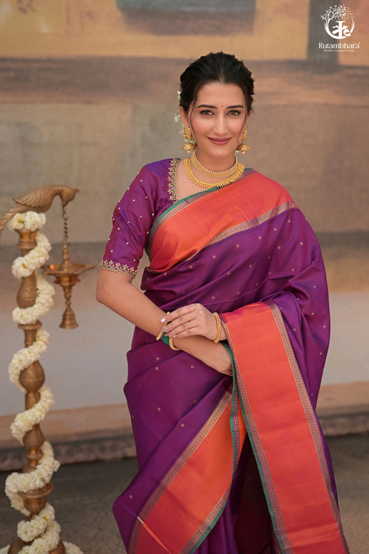 Eevara Royal Purple Kancheevaram Heirloom Silk Saree