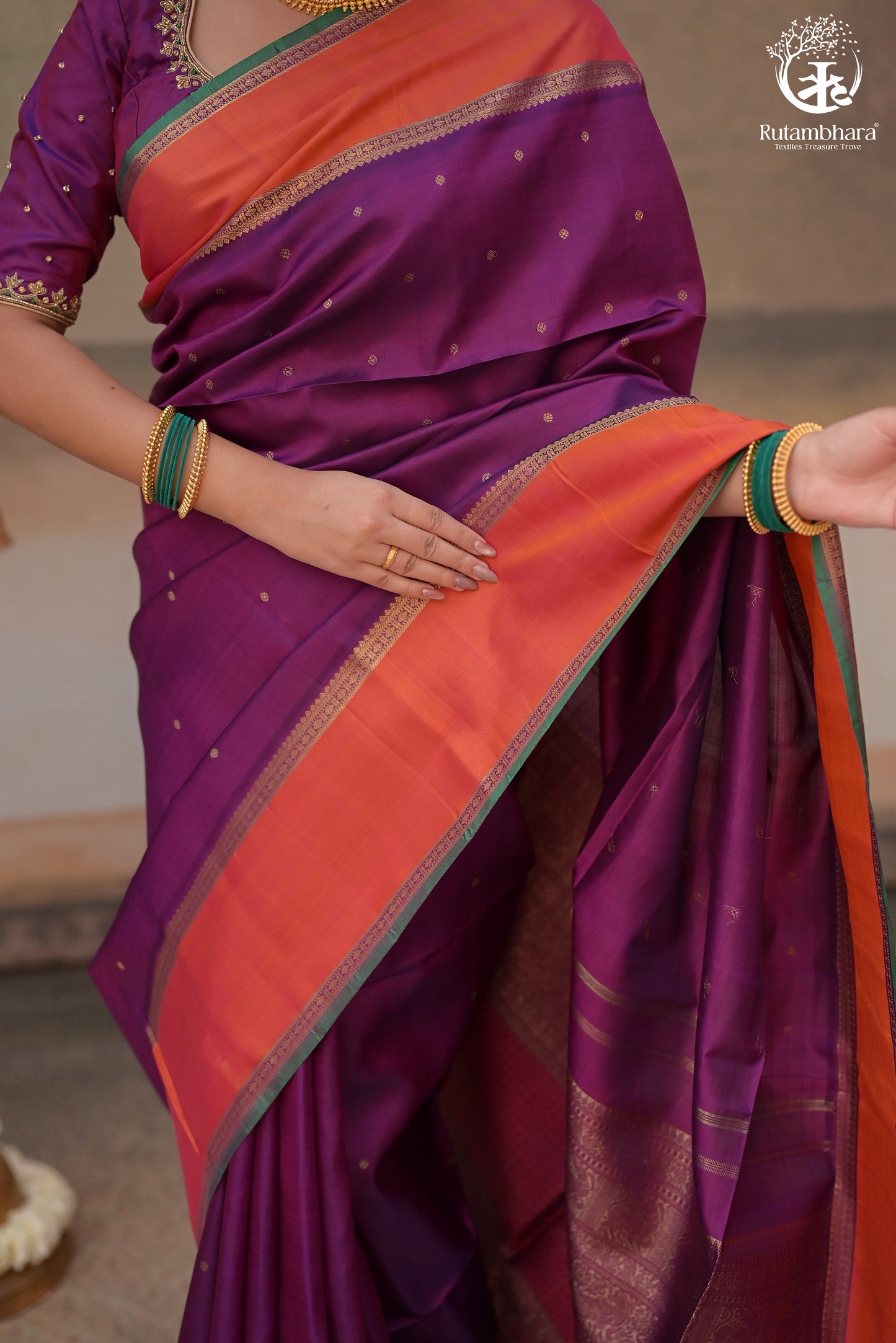 Eevara Royal Purple Kancheevaram Heirloom Silk Saree