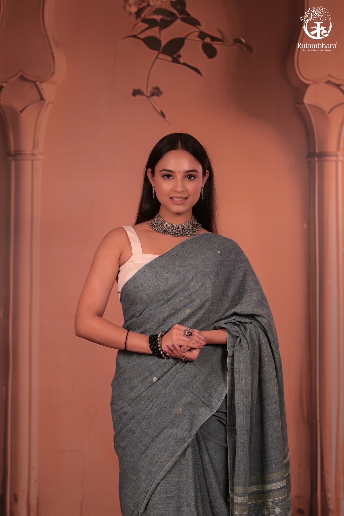 JESAAL - Timeless Charm In Handwoven Kutchhi Weave Tussar Cotton Saree