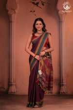 JESAAL - Wine Purple Handloom Cotton Saree with Kutchi Weave Pallu-RUTAMBHARA-RUTAMBHARA