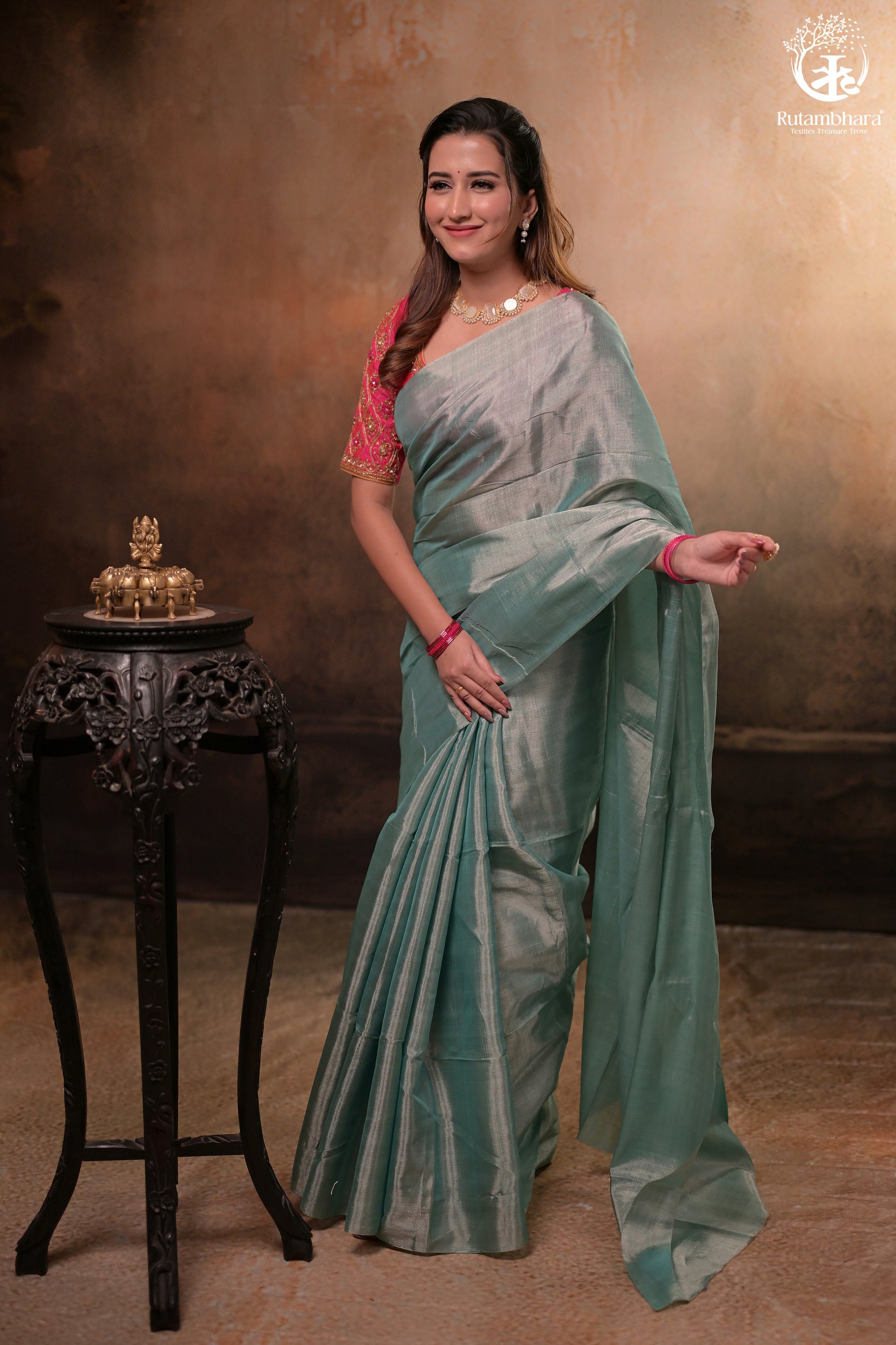 Timeless Elegance Chanderi Tissue in Saree Length - 4-ply Weave-RUTAMBHARA-RUTAMBHARA