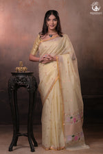 Aliyah - Pastel Lime Yellow Handwoven Zari Kota Saree With Self Colour Blouse-Rutambhara-RUTAMBHARA
