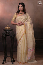 Aliyah - Pastel Lime Yellow Handwoven Zari Kota Saree With Self Colour Blouse-Rutambhara-RUTAMBHARA