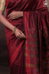Nuktaa - Red Maroon Exquisite Handwoven Tangaliya Saree With Red Selvedge And Elaborate Pallu
