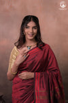 Nuktaa - Red Maroon Exquisite Handwoven Tangaliya Saree With Red Selvedge And Elaborate Pallu