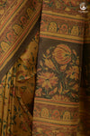 Ushraa - Yellow And Olive Handcrafted Ajrakh Saree In Pure Silk