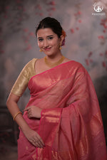 Narmaa - Pink Tissue With Zari Meena Butas Silk Cotton Saree-Rutambhara-RUTAMBHARA
